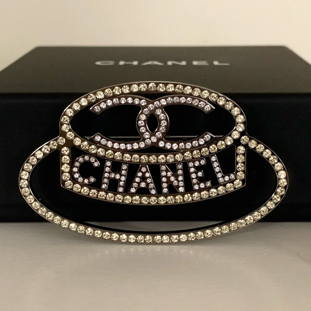 Chanel crystal hat brooch pin